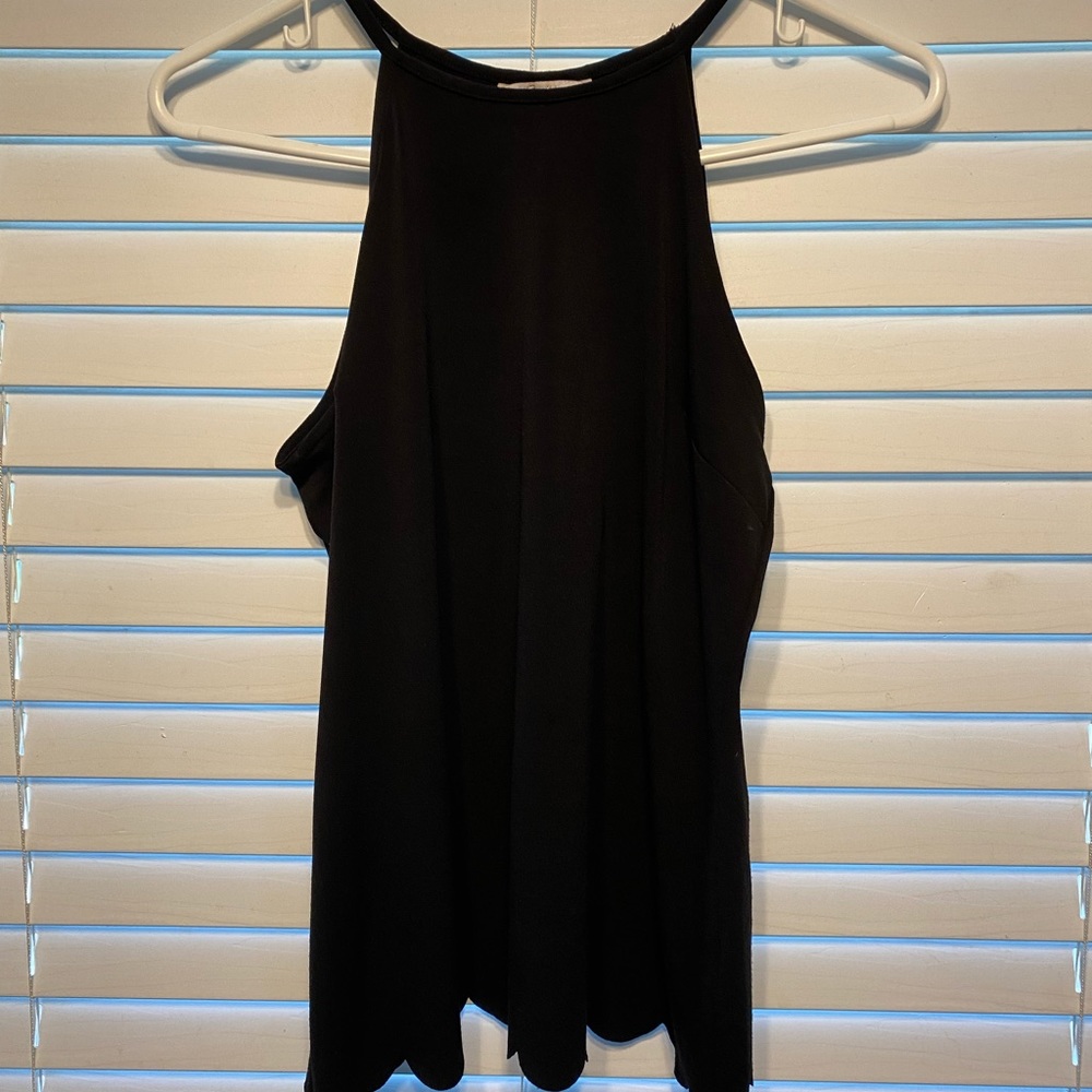 Candies S black scalloped blouse with open back